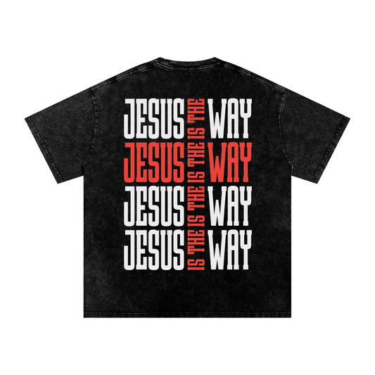 "Jesus is the way " Snow Washed Oversized Cotton Tee