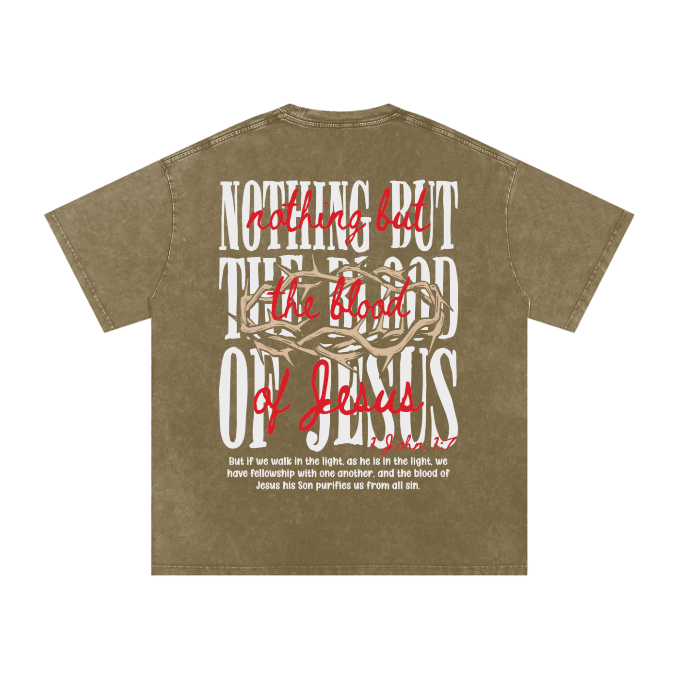 "Nothing but the blood of Jesus "Snow Washed Oversized Cotton Tee