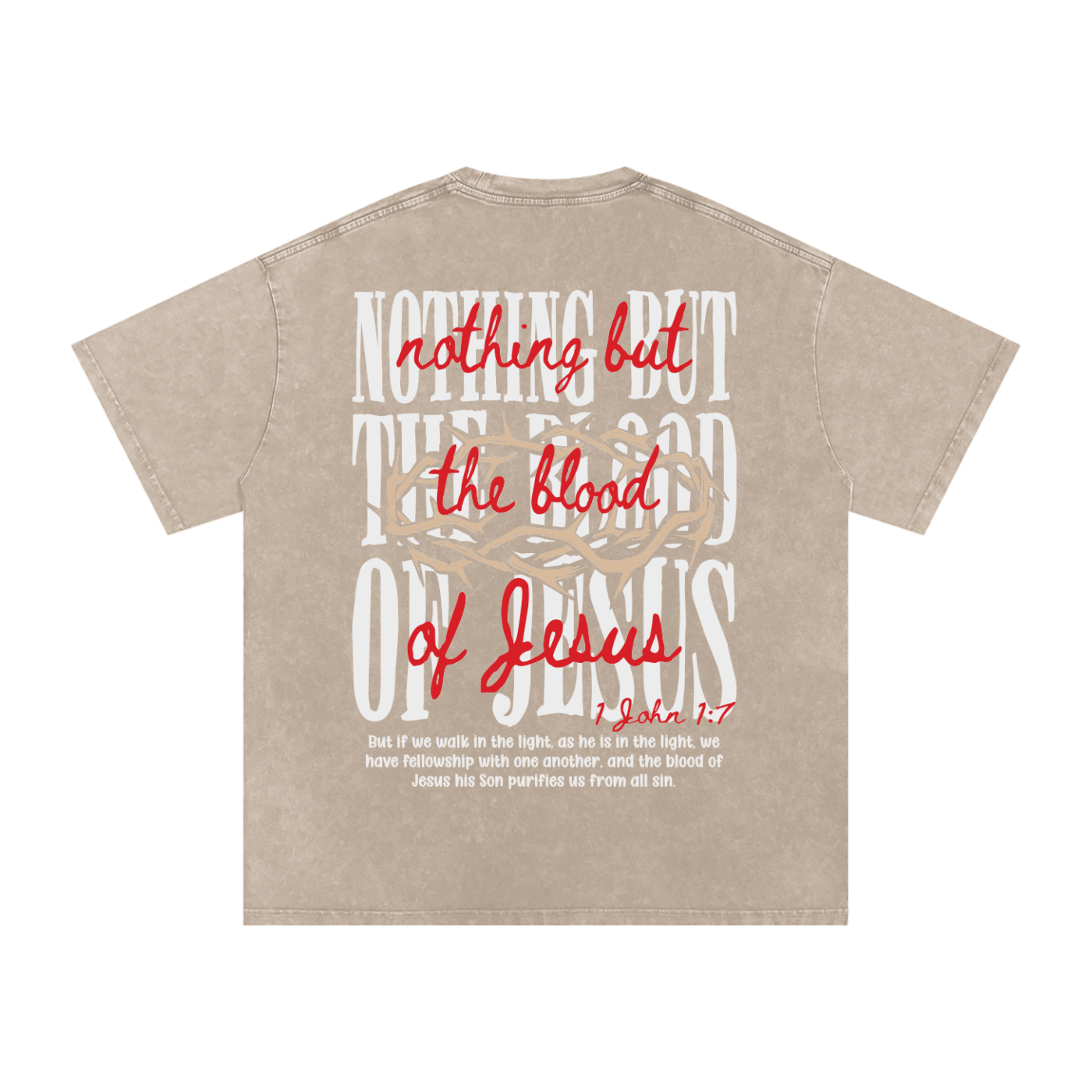 "Nothing but the blood of Jesus "Snow Washed Oversized Cotton Tee