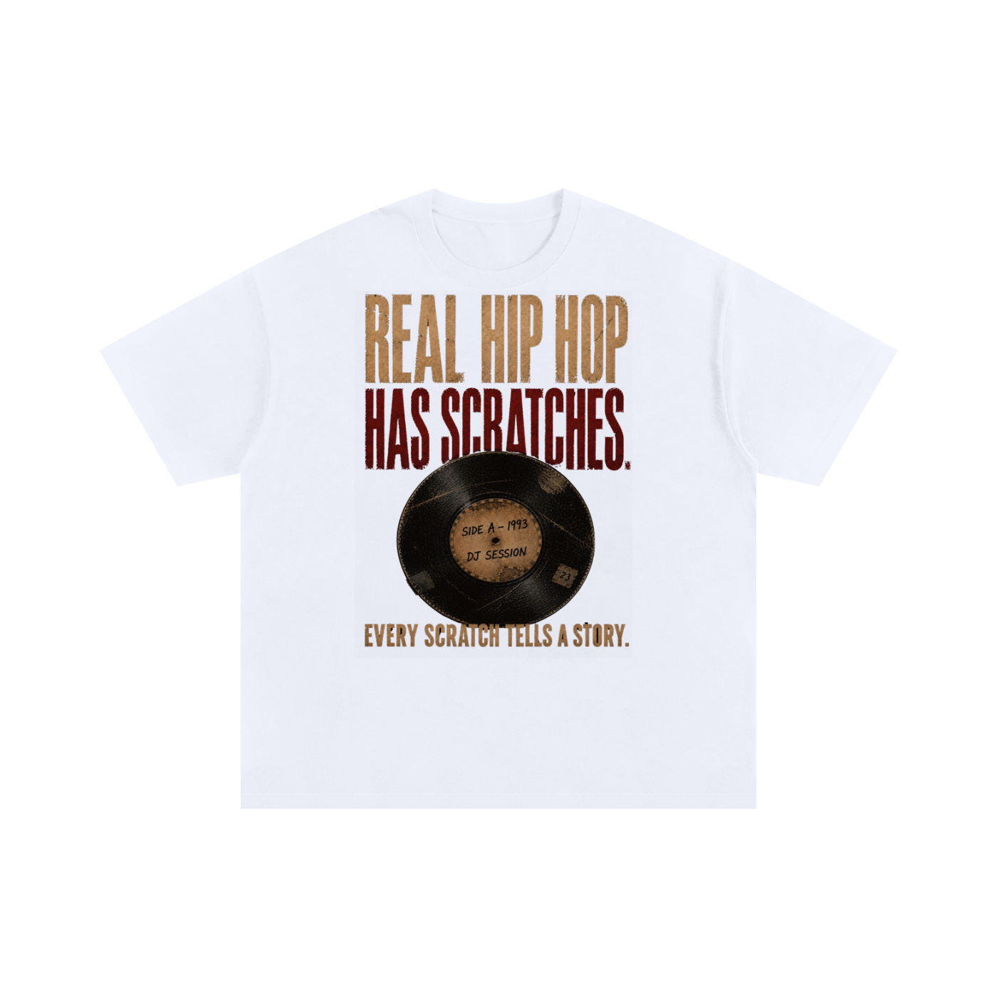 "Real hip-hop has scratches" Unisex Oversized Cotton Tee