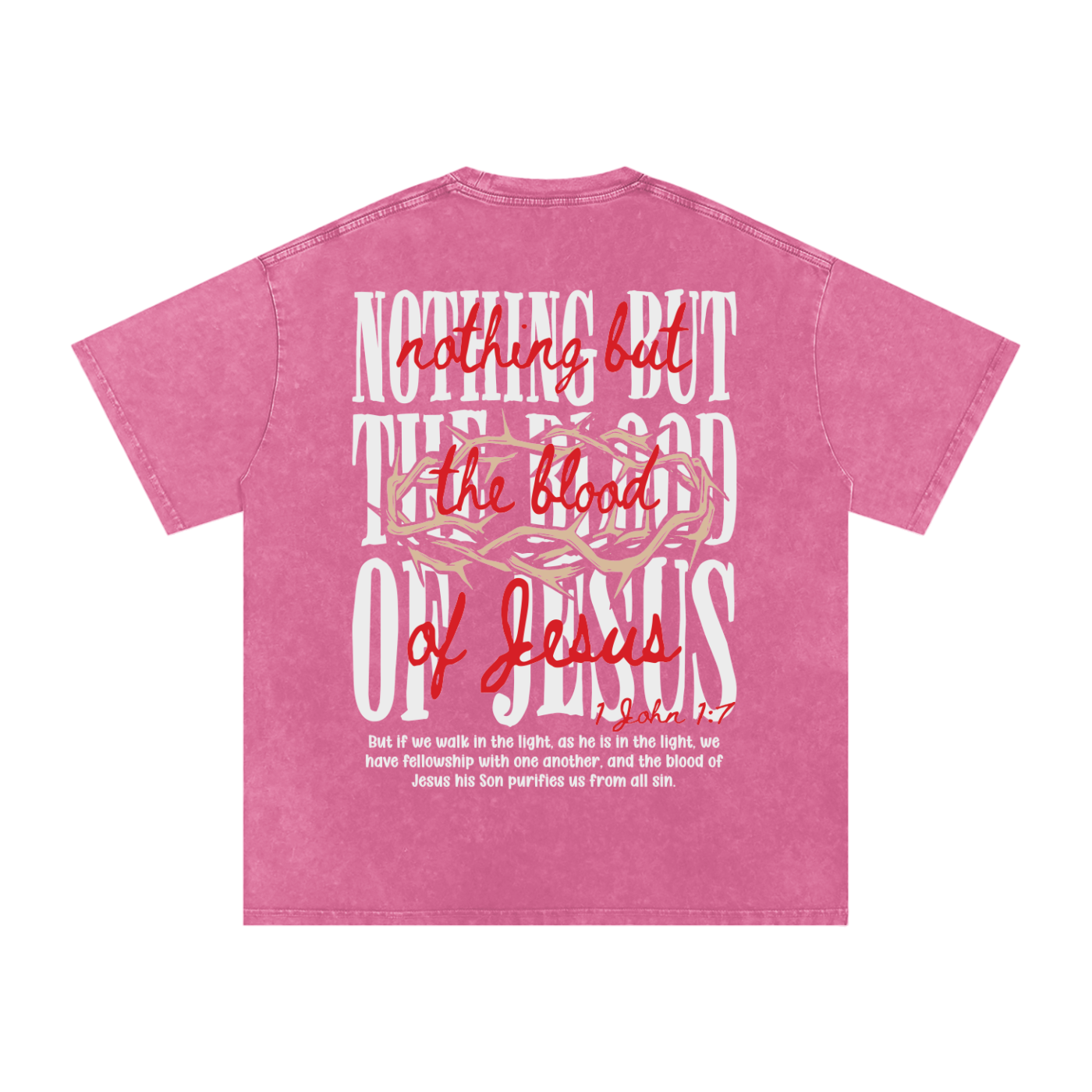 "Nothing but the blood of Jesus "Snow Washed Oversized Cotton Tee