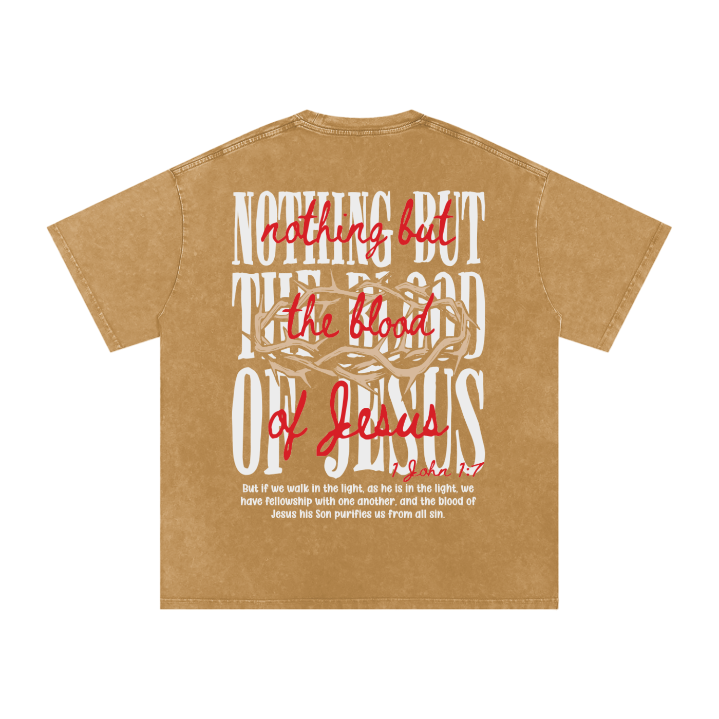 "Nothing but the blood of Jesus "Snow Washed Oversized Cotton Tee